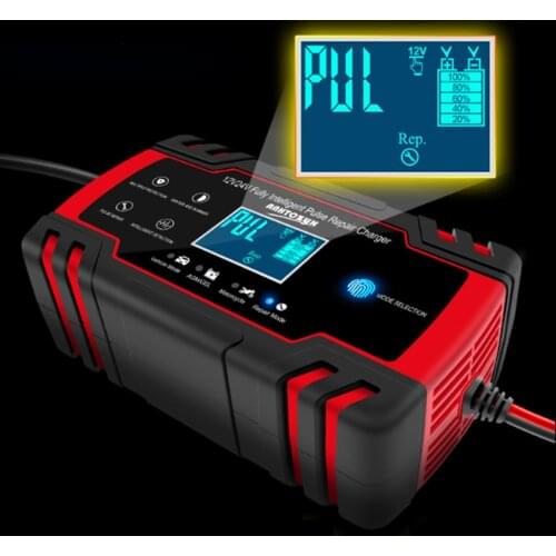 12V 8A 24V 4A Fast Car Battery Charger LCD Display Fully Automatic Smart Repair Chargers For AGM GEL WET Dry Lead Acid Batteries