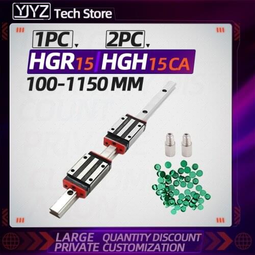 Free shipping 1pc HGR15+2pcs HGH15CA Square Linear Guide Rail for HIWIN Slide Block Carriages CNC Router Engraving