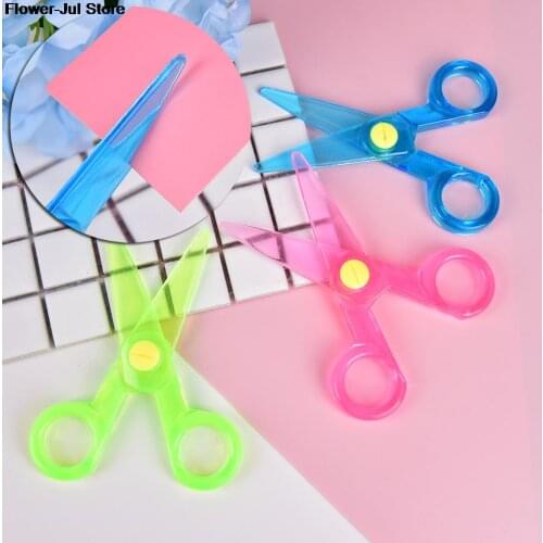 Safety Plastic Scissors Round Head Safety Scissors Stationery Student Kids DIY Paper Cutting School Supplies Random Color Mini