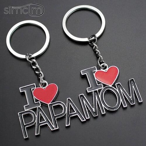 I Love Mama/Papa Letters Creative Metal Keychains Accessories Pendant Keychain Cute Jewelry Gift Key Chain Trinket