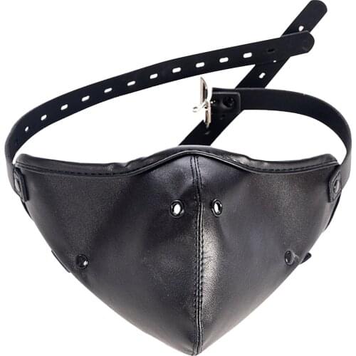 Porn Head Mask Black PU Leather Harness Mask Sex Restraints Adult Games Face Mask Masque Party Cosplay Costume Slave Sex Toys