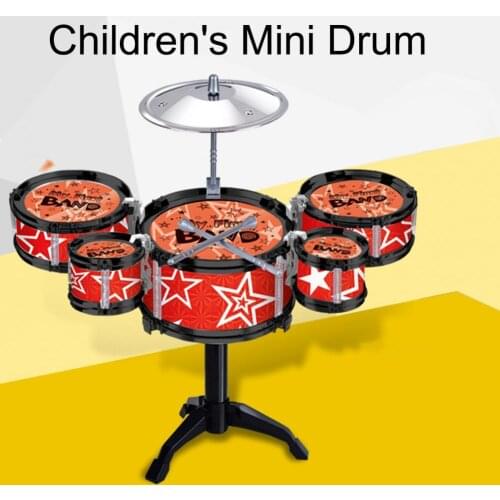 Jazz Drum Toy Children Musical Instruments Toys Cymbal Sticks Rock Set Hand Drum Kids 5 Drums Set Funny Boys/Girls Gift