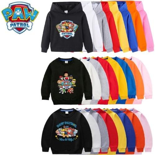 Paw Patrol Childrens cotton printed hooded sweater for boys girls spring and autumn long-sleeved T-shirt tops bottoming shirt