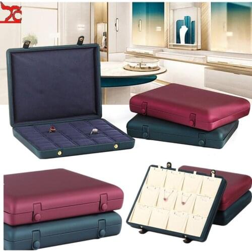 Double Row Snap Jewellery Box Multi-Functional Large Capacity Display Box Pu Leather Stand Carrying Case