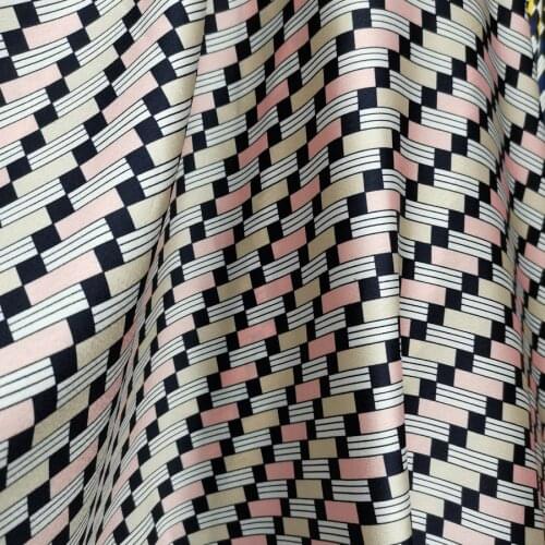 Glossy Dress Chiffon Charmeuse Fabric Geometry Print Soft Smoothy Slippy Material