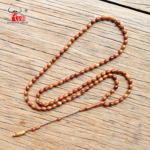 Islam High Quality Muslim Rosary Beads 99 Allah Prayer Beads Natural Palm Fruit Kuka Tasbih Charm Bracelet 5x8 6x9mm Olive bead