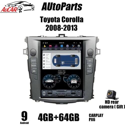 KUKUZ Tesla Style Screen Android 9 10.4" For Toyota Corolla 2008-2013 Car Multimedia GPS Navi Stereo Radio Video Carplay DSP PX6