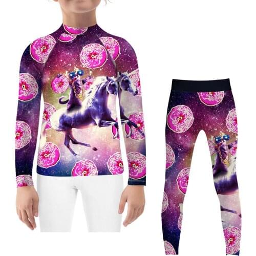 Laser Eyes Doughnut cat Galaxy Fight Wear Kids Boys Girls BJJ MMA Grappling Rash Guard Compression Shirt