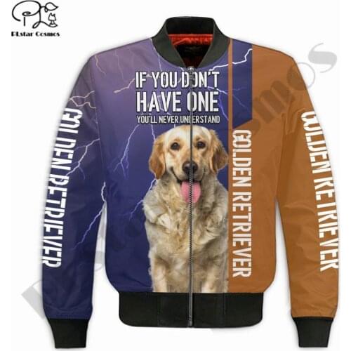 Retriever Dachshund Bull Animal Pet 3D Men Bomber jackets Hoodie Men Women New Fashion Zipper Hooded Long Sleeve Pullover Unisex