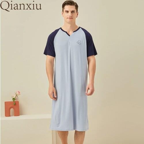 Summer Bamboo Fiber Home Sleepskirt Comfy Loose Men Sleepskirt 212121