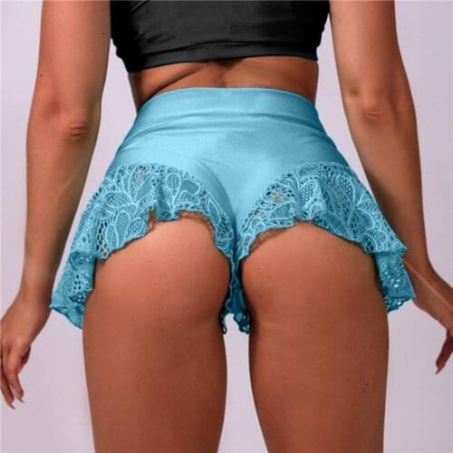 New Womens Sexy High Waist Shorts Dance Shorts Lace Solid Color Ruffle Shorts Mini Tight Bottom Summer Mature Clothes