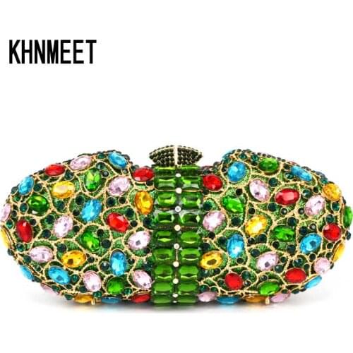 Wholesale Multicolor Diamond Luxury Clutches Evening Handbag Women Party Prom purse sparkly diamante Wedding Feast bag SC490