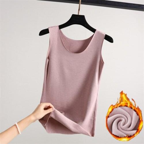 2019 Autumn Winter Fashion Warm Plus Size M-2XL Women Cotton Tops Based Sleeveless Female Warm Vests Tanks Tees Bottomings WZ117