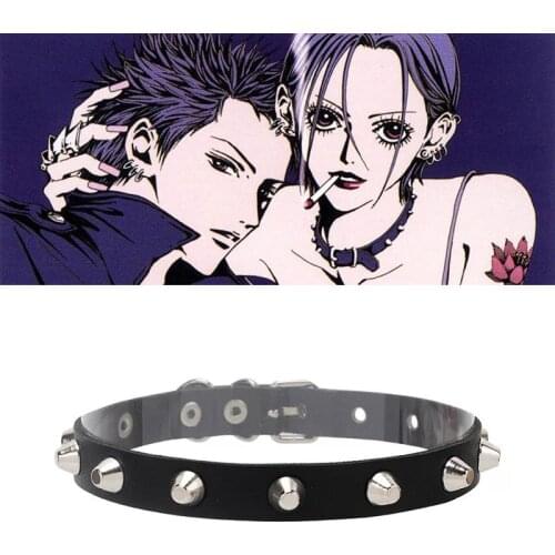 Anime Oosaki Nana Necklace Vintage Charm Gothic Spike Rivet Collar Pendant Leather Heart Harajuku Women Punk Choker Necklace