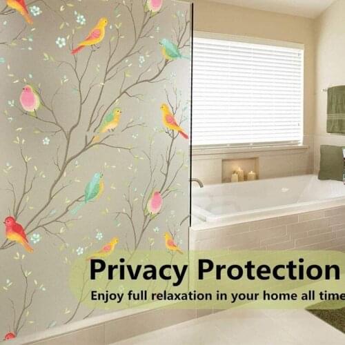 Window Film Birds Privacy Non-Adhesive Opaque Frosted Decor Window Static Cling for Glass Anti UV Sticker Home Bathroom