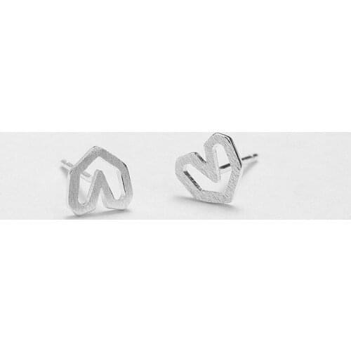 Genuine 925 Sterling Silver Jewelry Girl Heart Shaped Hollow Earrings Love Earrings Simple Sweet Romantic Jewelry