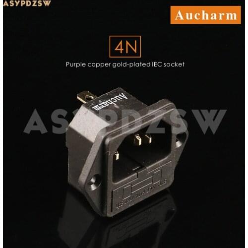 Aucharm IEC socket 4N Purple copper gold-plated 15A/250V HIFI AC Power fuse socket