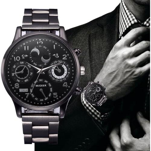 Luxury Brand MIGEER Watches Men Sports Watches Quartz Wriswatches Stainless Steel Mens Watches man watch Clock horloges manne
