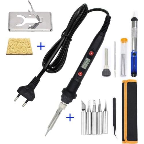 Timostention EU 220V High-Quality LED Smart Digital Display Electric Soldering iron US Welding tin gun device Repair tool set