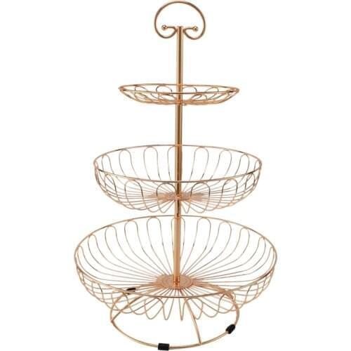 Three Layer Storage Kitchen Home Bowl Detachable Metal Cake Stand Decorative Dessert Holder Round Fruit Basket