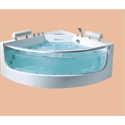 1400mm Wall Corner Triangular Fiberglass whirlpool Bathtub Acrylic Hydromassage Surfing Tub NS3002