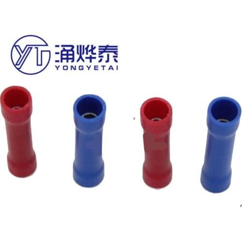 YYT 100PCS BV1 BV2 cold-pressing terminal Terminal block Tubular full-insulation intermediate joint Wire connector terminal