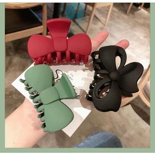 Matte Solid Bowknot Shape Hair Claws for Woman Make Up Hair Crab Hairpins Hairgrips Women Hair Accessories Ladies Clips for Hair