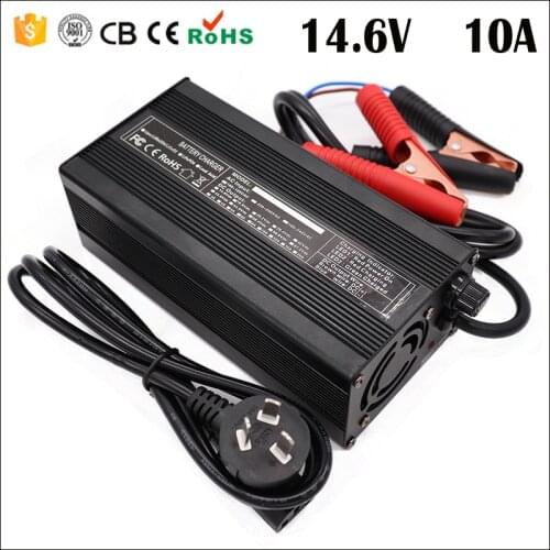 14.6V 10A 20A Charger 14.6V LiFepo4 Battery Charger for 4S 12.8V 14.4V LiFepo4 Battery Charger Smart Charger with Crocodile Clip