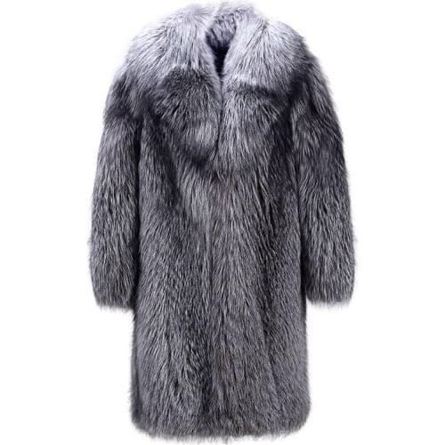 S-5XL New Fashion High imitation Fox Fur Trench Coat Thickness Long Overcoat Winter Faux fur Coat Men Clothing