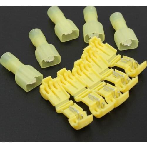 10pcs 12-10AWG Scotch Lock Electrical Cable Connectors Quick Splice Lock Wire Convenient Terminals Crimp For 4-6mm Yellow