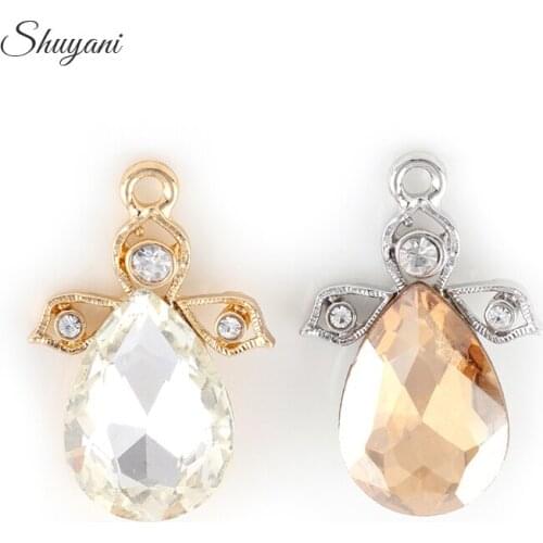 20PCS Newest Rhinestone Waterdrop Shape Charms Dangle Bracelet Pendant Accessories 28*19mm