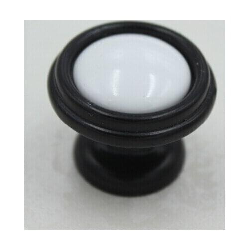 32mm Black Kitchen Cabinet Knobs White Ceramic Drawer knobs Black White Dresser cupboard furniture Handles Pulls Knobs TC37