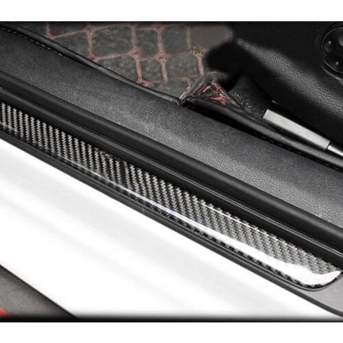 4pcs Real Carbon Fiber Stickers Car Outside Door Sill Plate Guard Cover Trim Kit Parts for Audi A3 2013-2019 Models Accessories