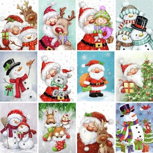 HUACAN 5d Diamond Painting Santa Claus Christmas DIY Diamond Embroidery Deer Mosaic Snowman Home Decor Craft Kit
