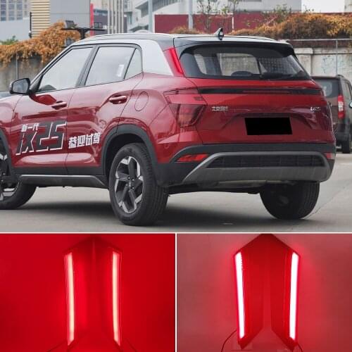 Car Flashing 1 Set LED Reflector For Hyundai IX25 Creta 2020 2021 Rear Trunk Lamp Braking lights Driving Lights rear fog lamp