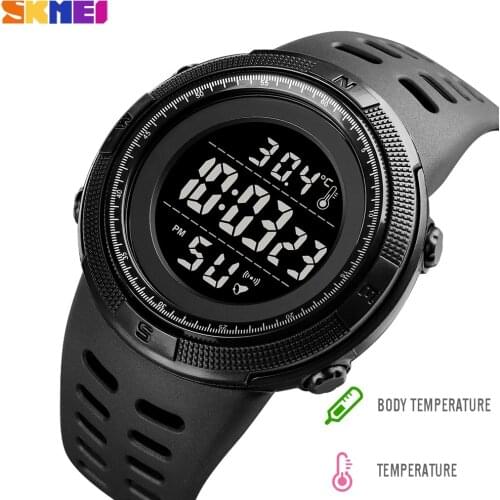 SKMEI Outdoor Digital Mens Watch Sport Waterproof Body Ambient Temperature Male Wristwatches Electronic Clock Relogio Masculino