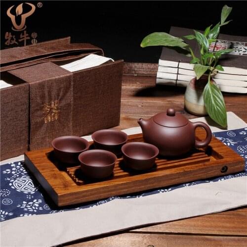 The Yixing teapot beauty pot bamboo tea set travel gifts LOGO mass customization