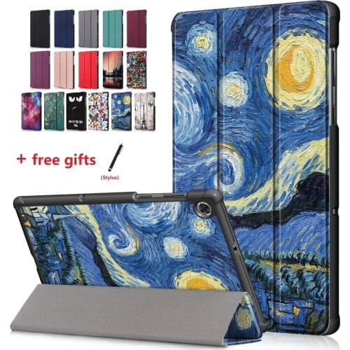PU Leather Protective Cover Case for Lenovo Tab M10 FHD Plus 2nd Gen TB-X306X X606F X505F X605F Fundas with Soft Film+ Pen