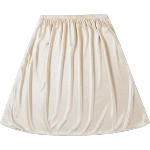 Long half slip silk satin lining skirt petticoat underskirt women summer thin bottoming skirt 90cm Hanfu underdress dropshipping