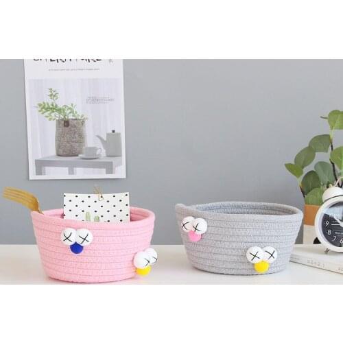 For Household Japanese Style Multi-Function 4Colors 1Pcs Cartoon Eye Cotton Linen Handmade Basket Foldable Storage Organizer
