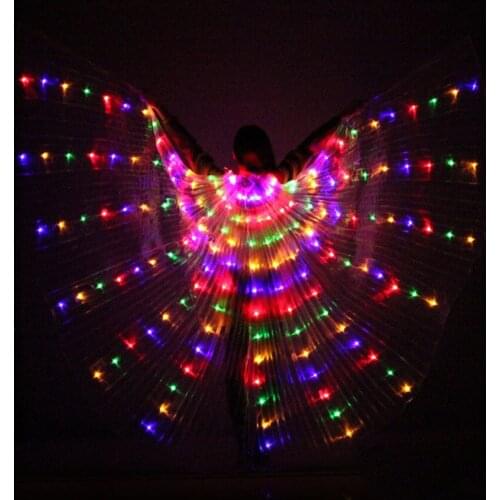 Women Girls Glow Butterfly Led Wings Colorful Shining Light Up Belly Dance LED Wings Performance Props Belly Dancing Accessory