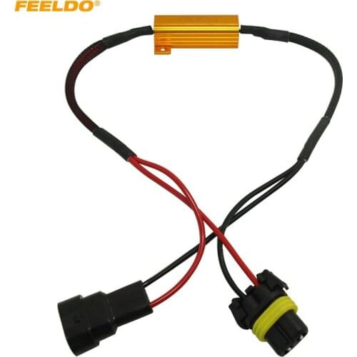 FEELDO 1pc Auto HB4/9006 Headlight Load Resistor Fog Lamps Decoder LED Connection Resistance Line LED Fog Lights Resistor