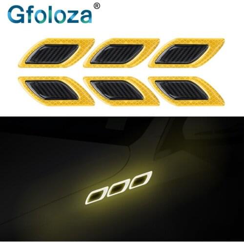 Gfoloza 6Pcs/set 3D Carbon Fiber Car Sticker Reflective Strips Truck Auto Body Safety Warning Stickers Decoration Tape