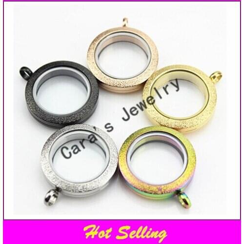 Hot selling stainless steel twist floating locket necklace 5 color mixed screw sparkles locket pendant 25mm