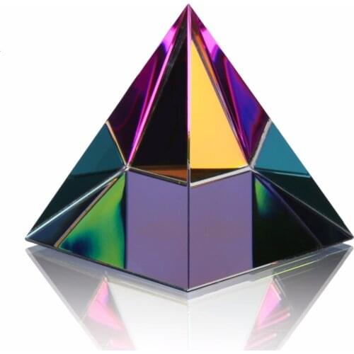 H&D Crystal Iridescent Pyramid Rainbow Colors Gift Box, 2.4-inch