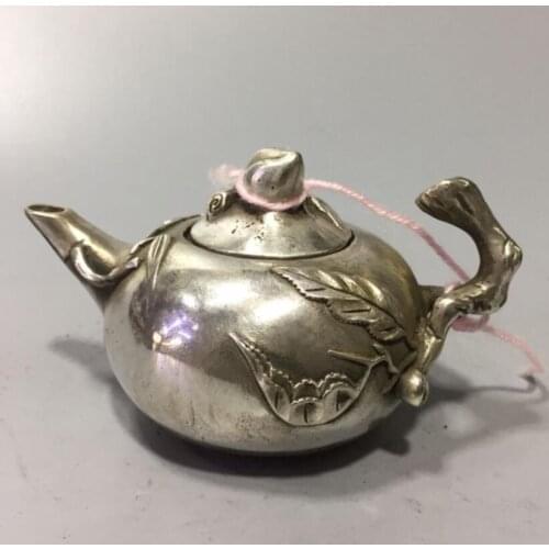 China White copper peach teapot crafts statue