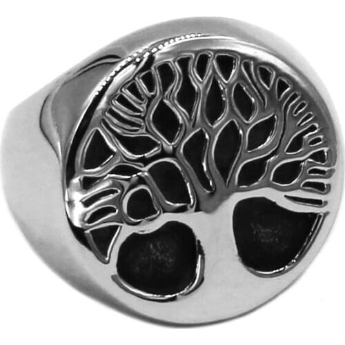 Wholesale Tree Of Life Ring Stainless Steel Jewelry Fashion Claddagh Style Celtic Knot Biker Ring For Men Women 799B