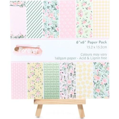 KSCRAFT 12pcs 6" Single-side Printed Forever pattern creative papercraft art paper handmade scrapbooking kit set book