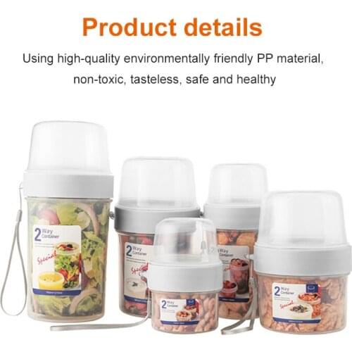 Kitchen Double-layer Compartment Transparent Lunch Cup Outing Lunch Fresh-keep Dining Cup Portable Travel Bento Accessories