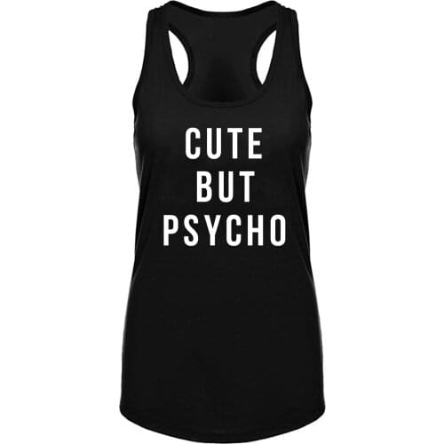 Lyprerazy Womens Cute But Psycho Workout Gym Funny Printed Tank Top